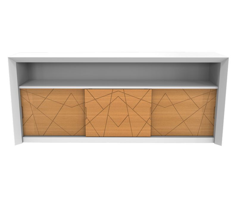 Console bar Stockholm à 3 portes - Blanc / Chêne - L1800 x P400 x H814 mm