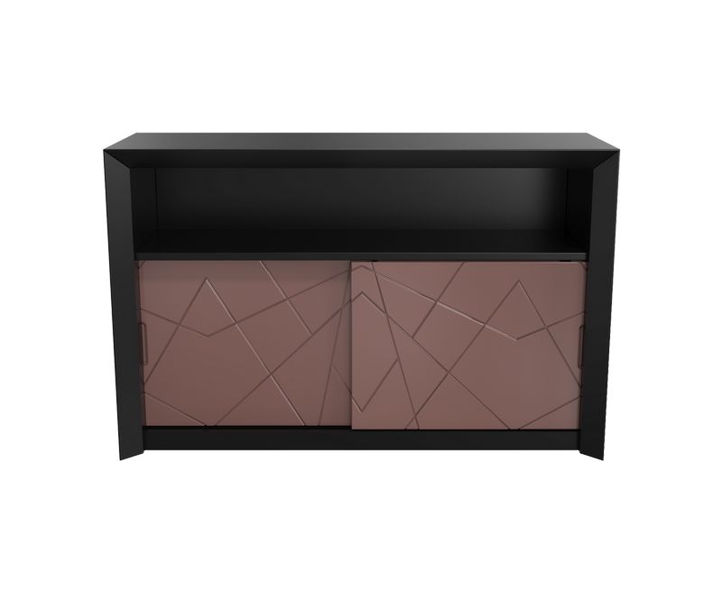 Console bar Stockholm à 2 portes - Noir / Taupe - L1250 x P500 x H814 mm