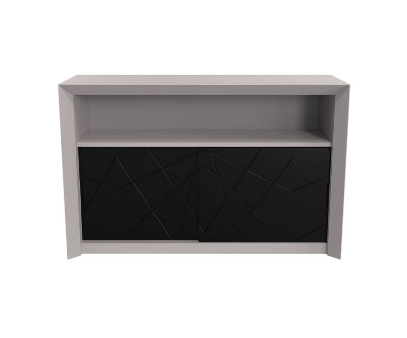 Console bar Stockholm à 2 portes - Gris clair / Noir - L1250 x P500 x H814 mm