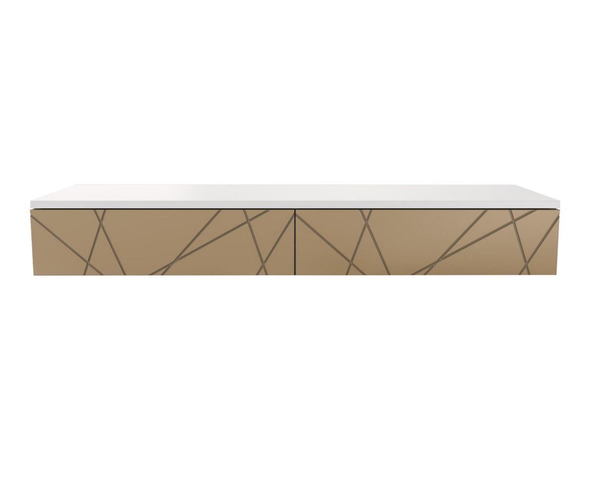 Loungewell Console d'entrée double Stockholm - Blanc / Beige - L1100 x P338 x H159 mm