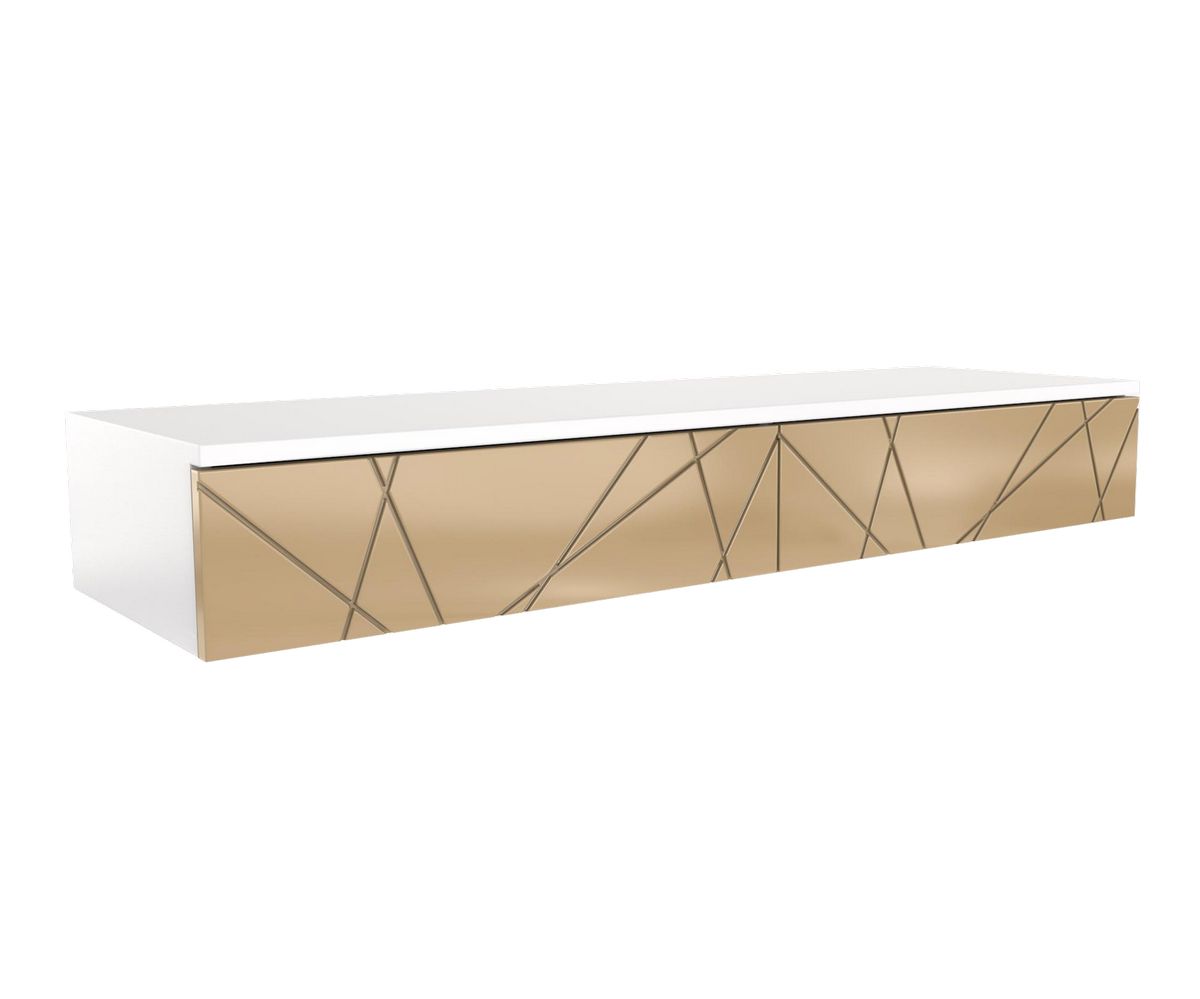 Loungewell Console d'entrée double Stockholm - Blanc / Beige - L1100 x P338 x H159 mm