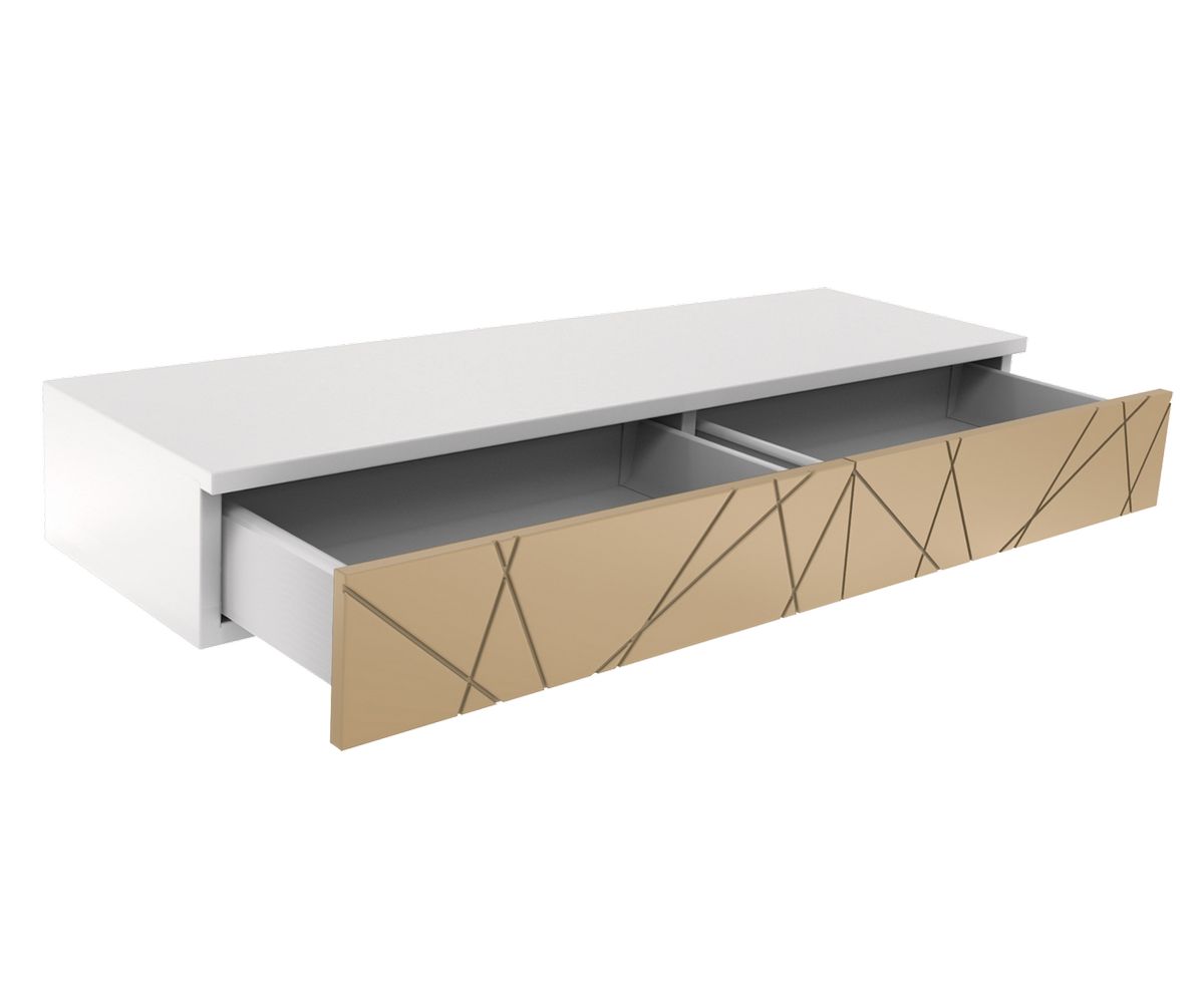 Loungewell Console d'entrée double Stockholm - Blanc / Beige - L1100 x P338 x H159 mm