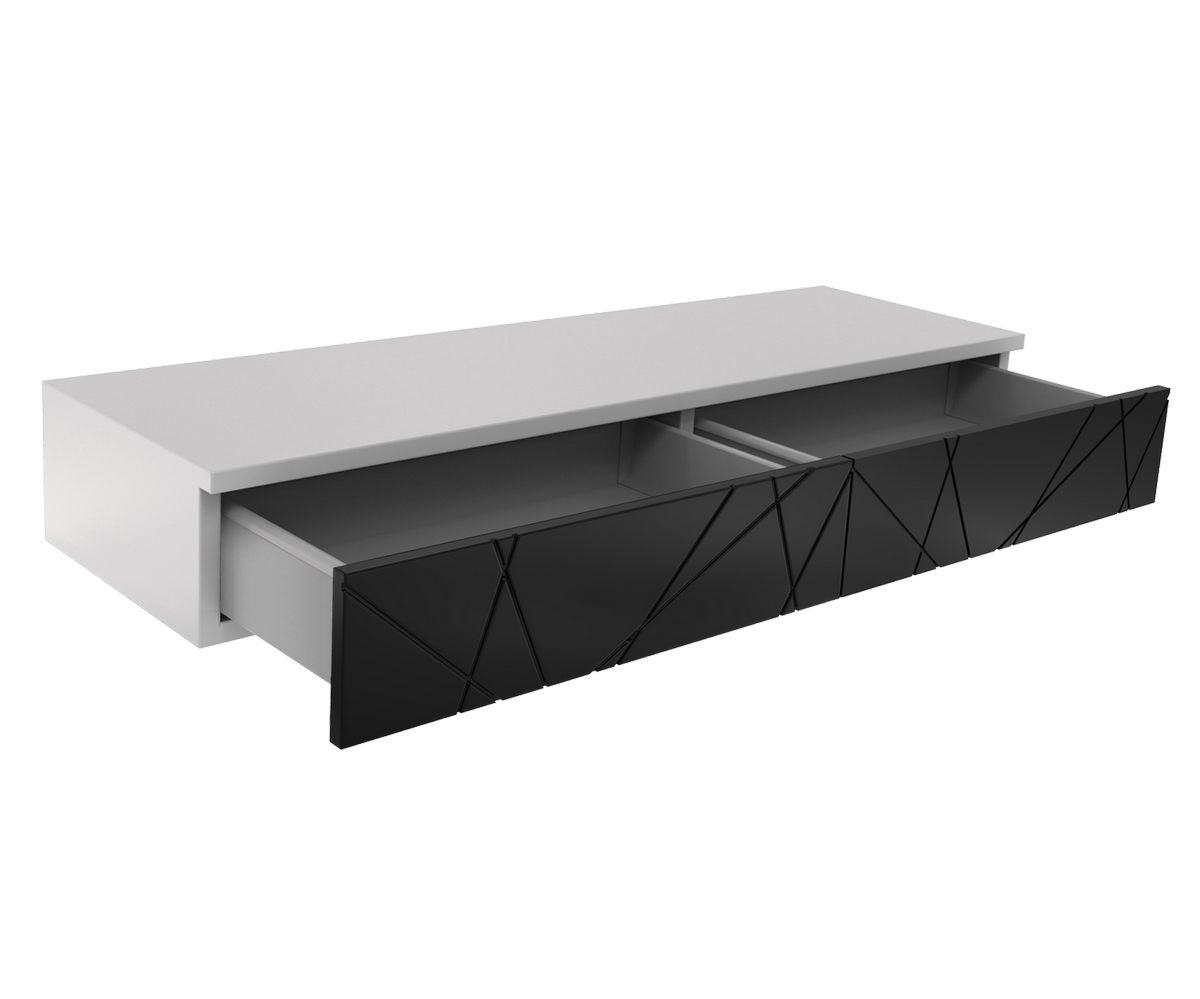 Loungewell Console d'entrée double Stockholm - Gris clair / Noir - L1100 x P338 x H159 mm