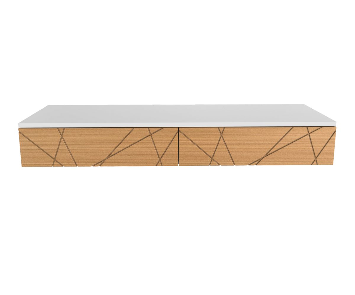 Loungewell Console d'entrée double Stockholm - Blanc / Chêne - L1100 x P338 x H159 mm