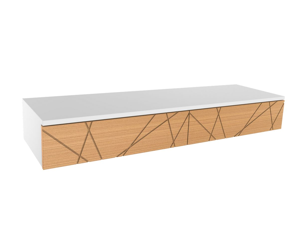 Loungewell Console d'entrée double Stockholm - Blanc / Chêne - L1100 x P338 x H159 mm