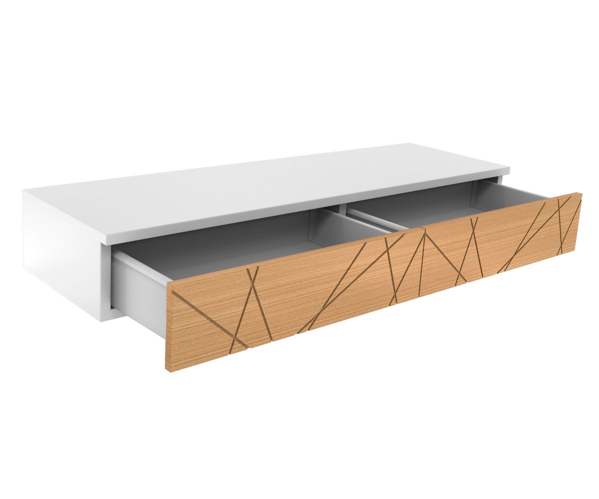 Loungewell Console d'entrée double Stockholm - Blanc / Chêne - L1100 x P338 x H159 mm