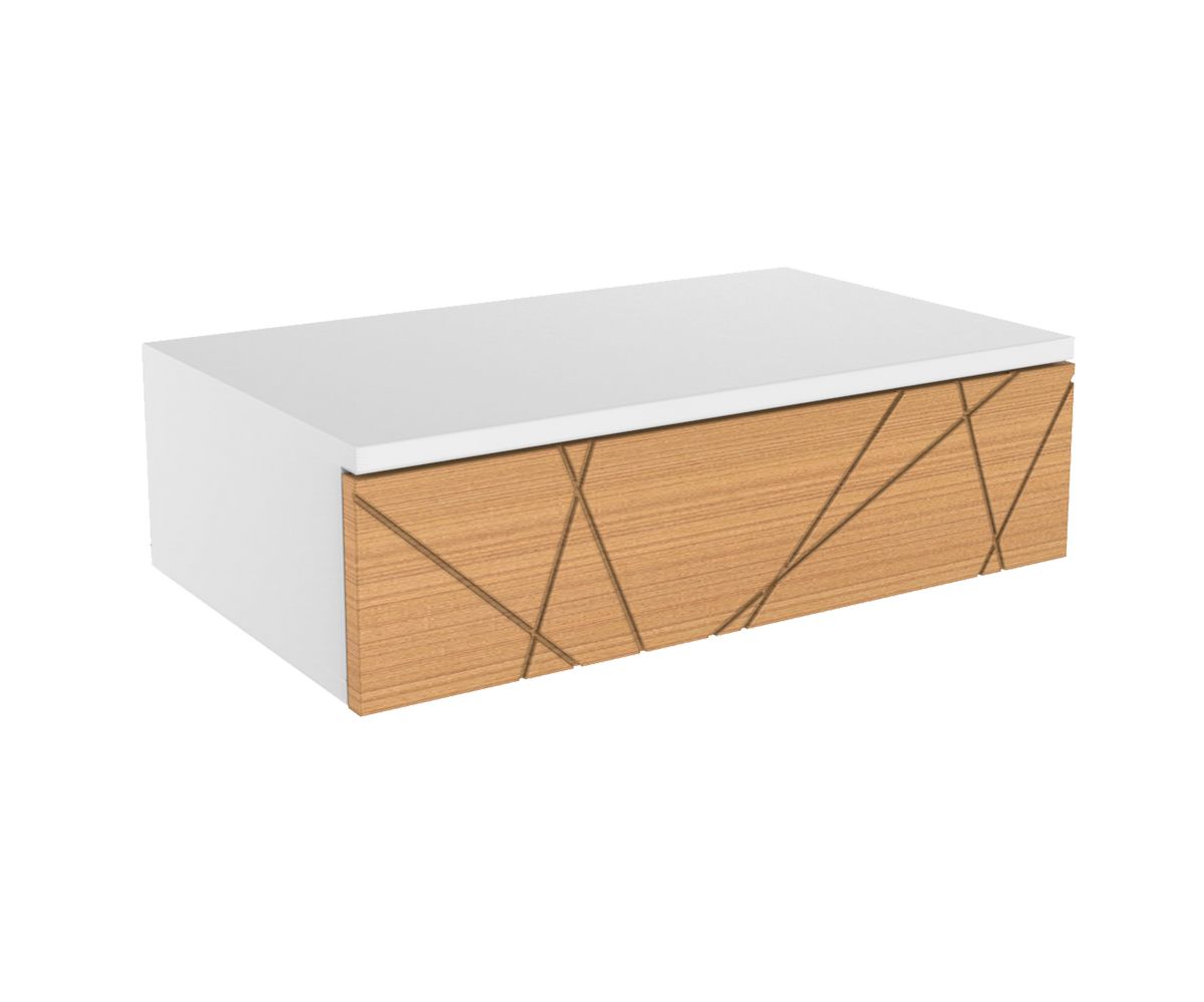 Loungewell Console d'entrée simple Stockholm - Blanc / Chêne - L559 x P338 x H159 mm