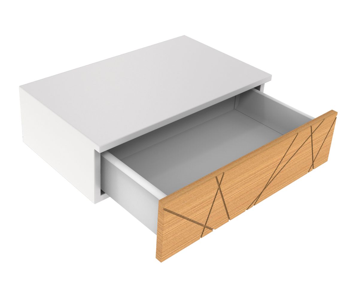 Loungewell Console d'entrée simple Stockholm - Blanc / Chêne - L559 x P338 x H159 mm