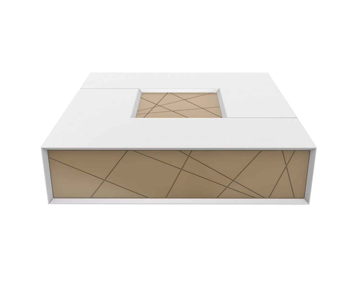 Loungewell Table basse Stockholm - Blanc / Beige - L1100 x P1100 x H325 mm