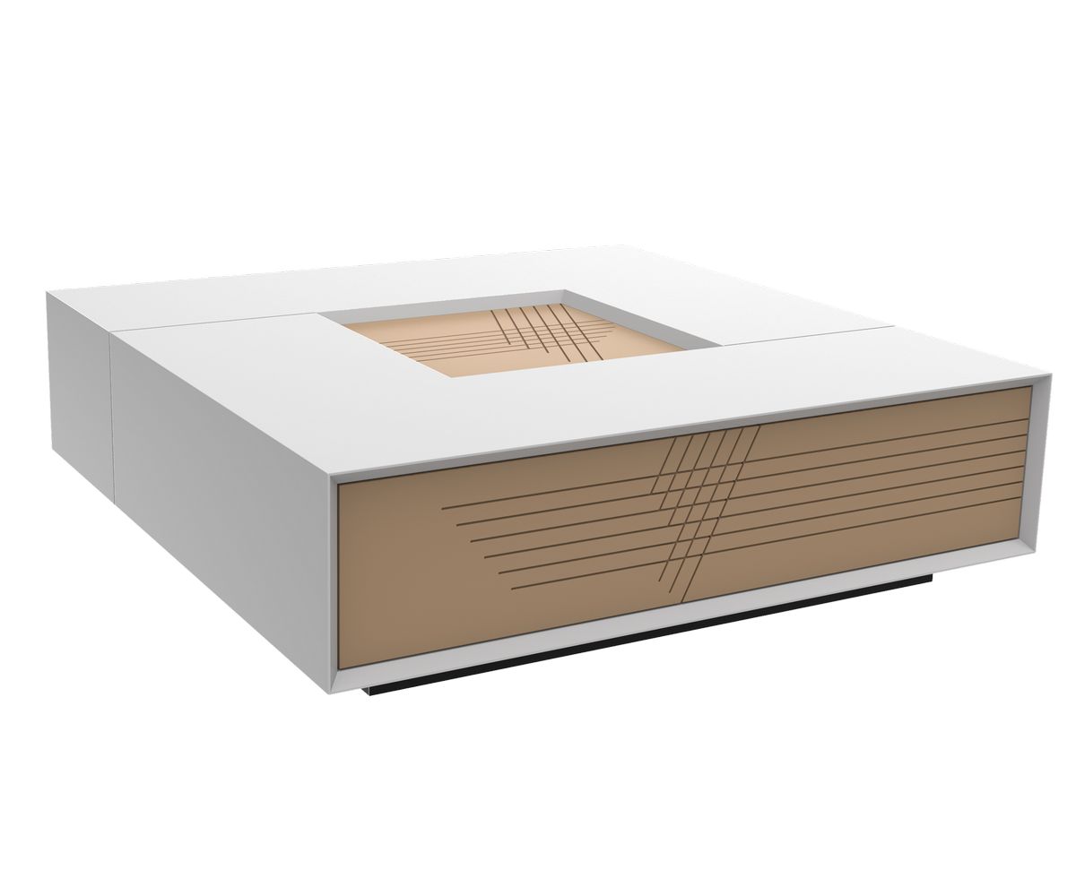 Loungewell Table basse Stockholm - Blanc / Beige - L1100 x P1100 x H325 mm