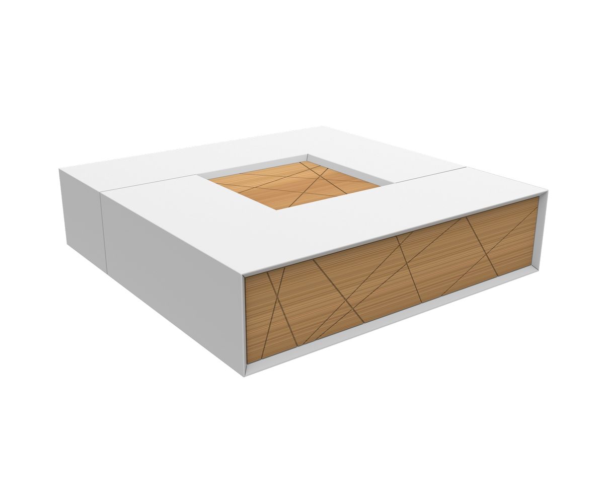 Loungewell Table basse Stockholm - Blanc / Chêne - L1100 x P1100 x H325 mm