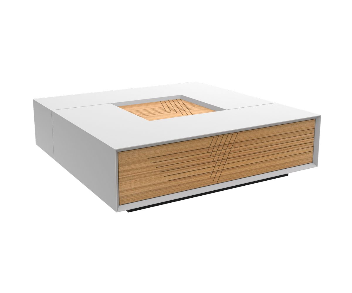 Loungewell Table basse Stockholm - Blanc / Chêne - L1100 x P1100 x H325 mm