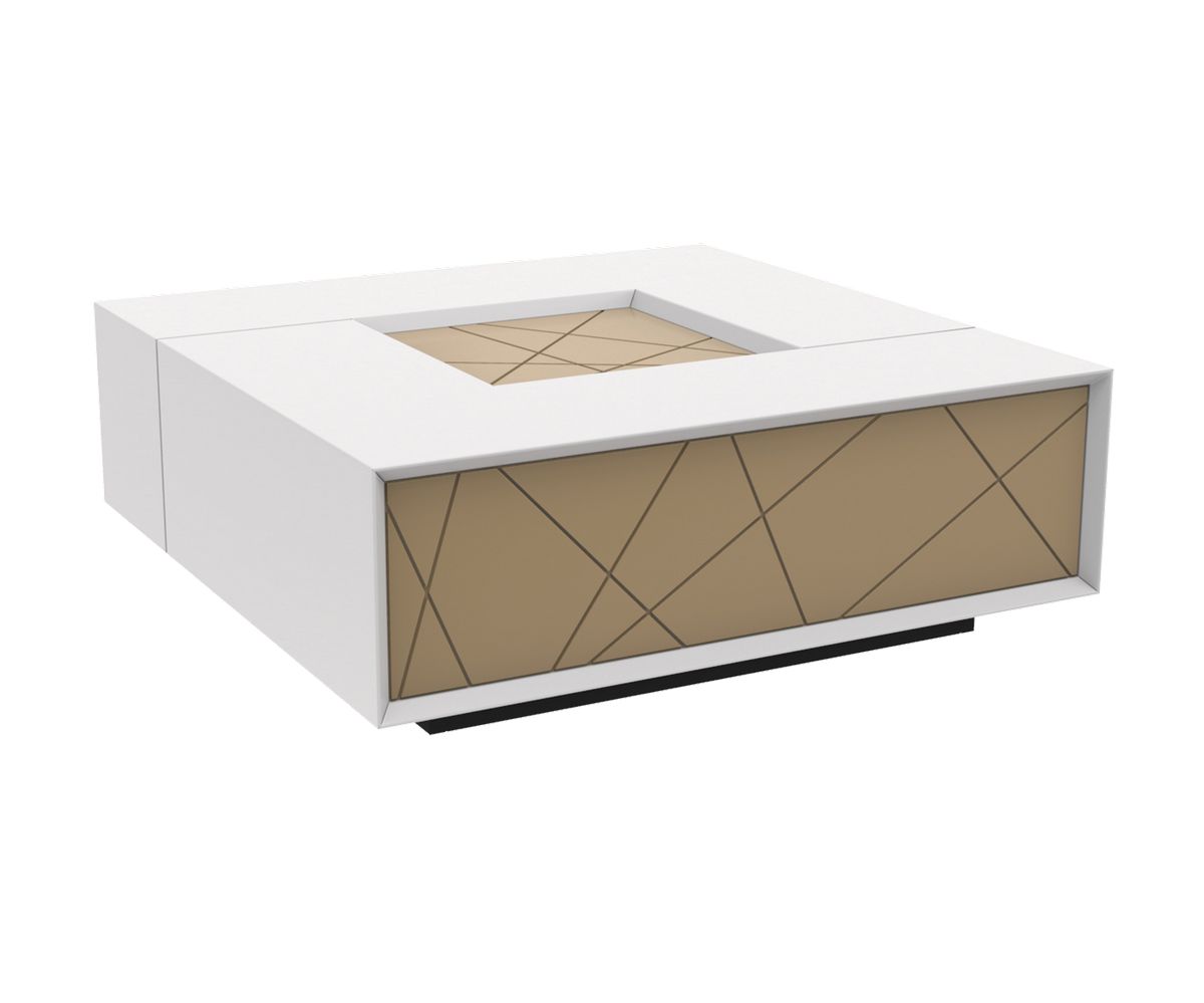 Loungewell Table basse Stockholm - Blanc / Beige - L900 x P900 x H325 mm