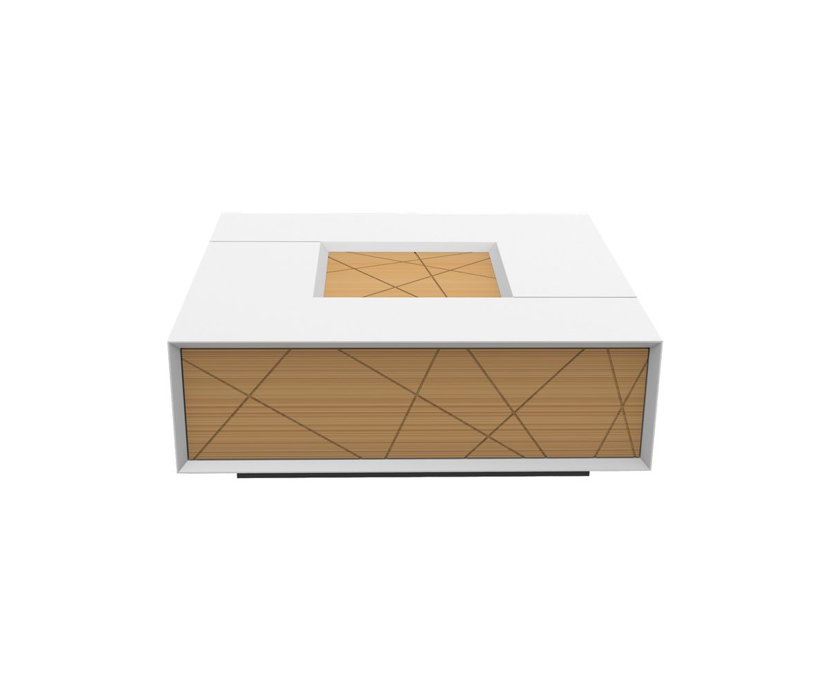 Loungewell Table basse Stockholm - Blanc / Chêne - L900 x P900 x H325 mm