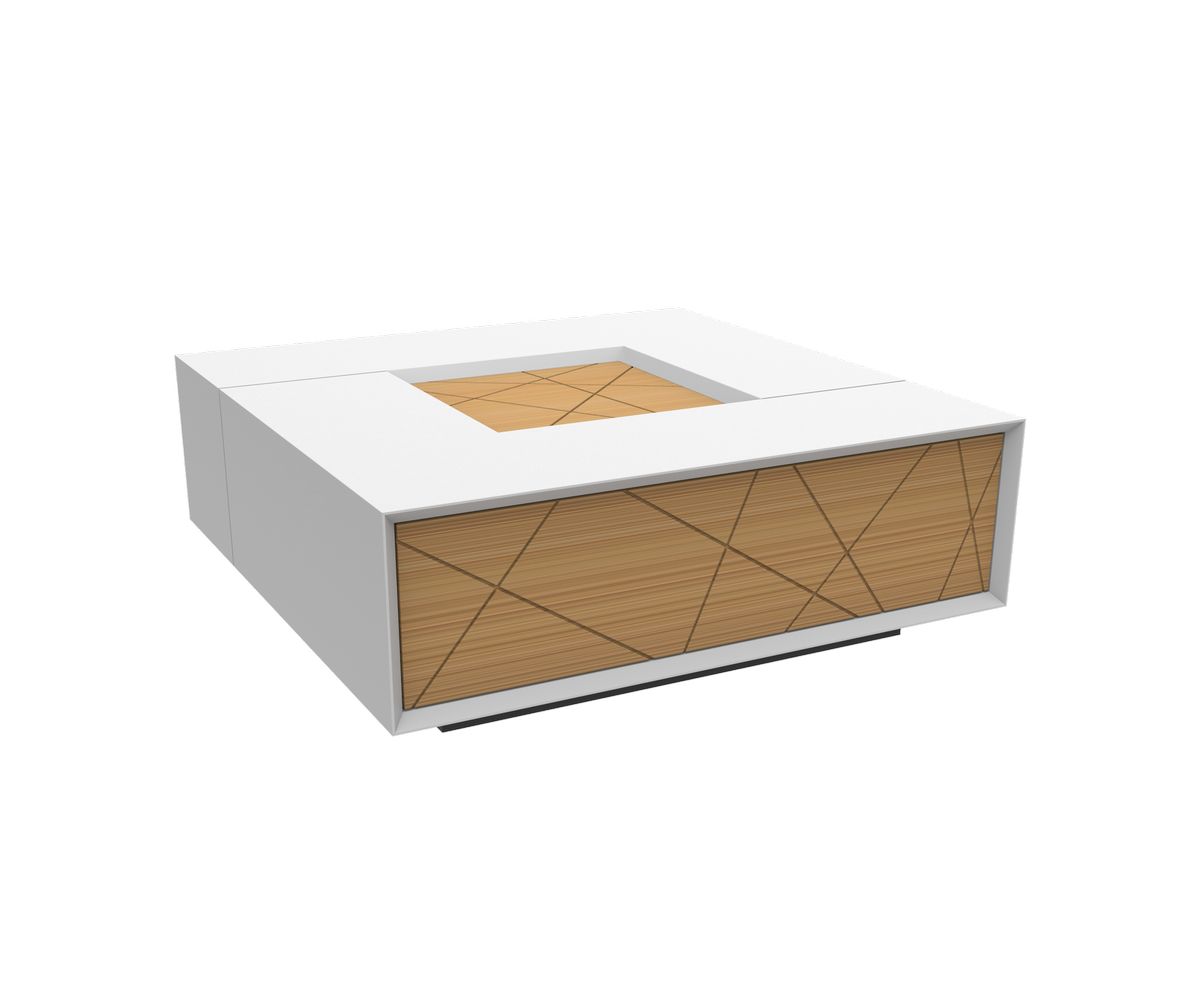 Loungewell Table basse Stockholm - Blanc / Chêne - L900 x P900 x H325 mm