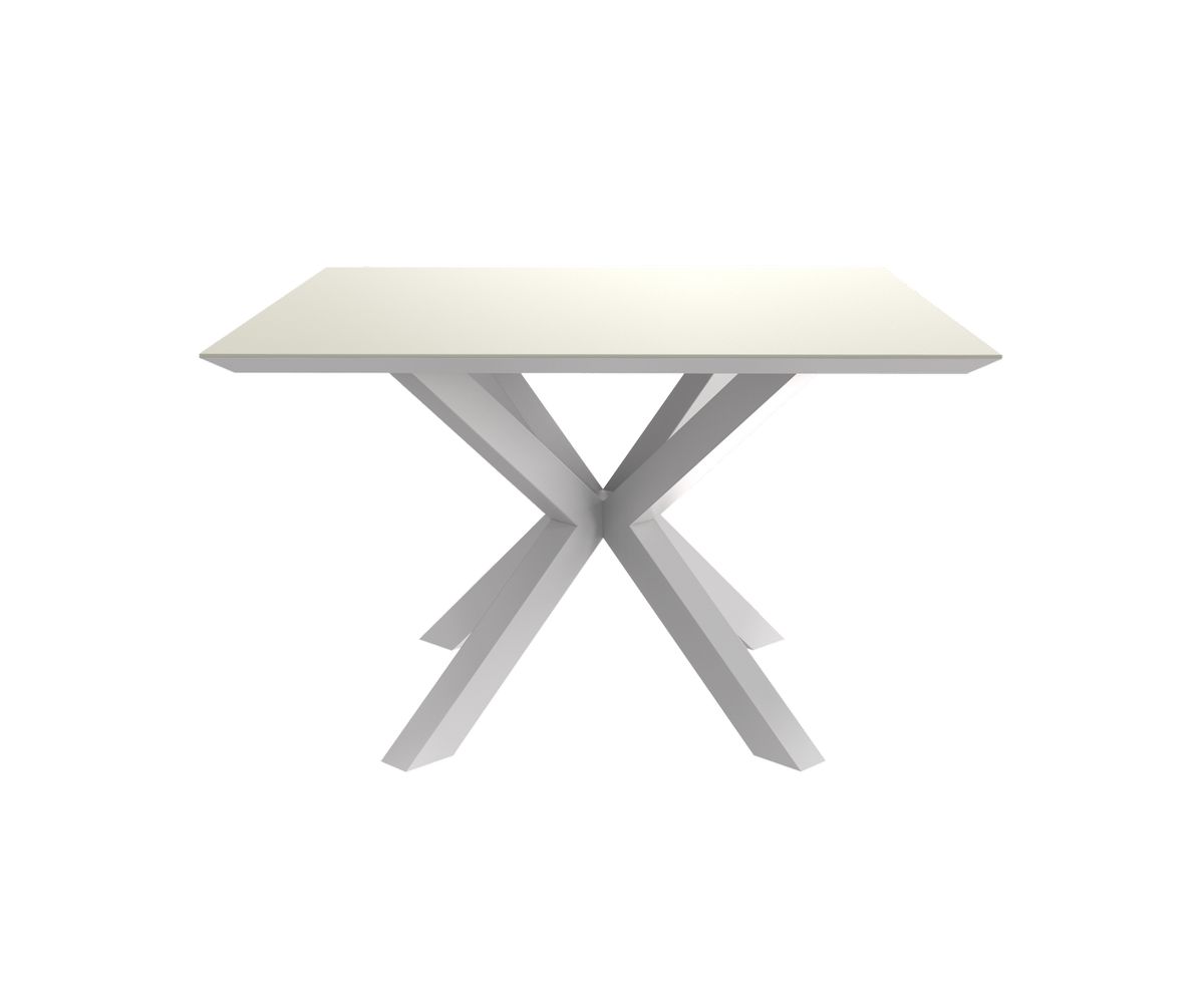 Loungewell Table de repas carré Stockholm en céramique - Blanc / Beige - L1200 x P1200 x H750 mm