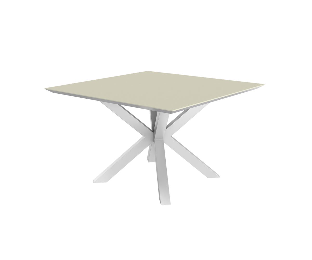 Loungewell Table de repas carré Stockholm en céramique - Blanc / Beige - L1200 x P1200 x H750 mm