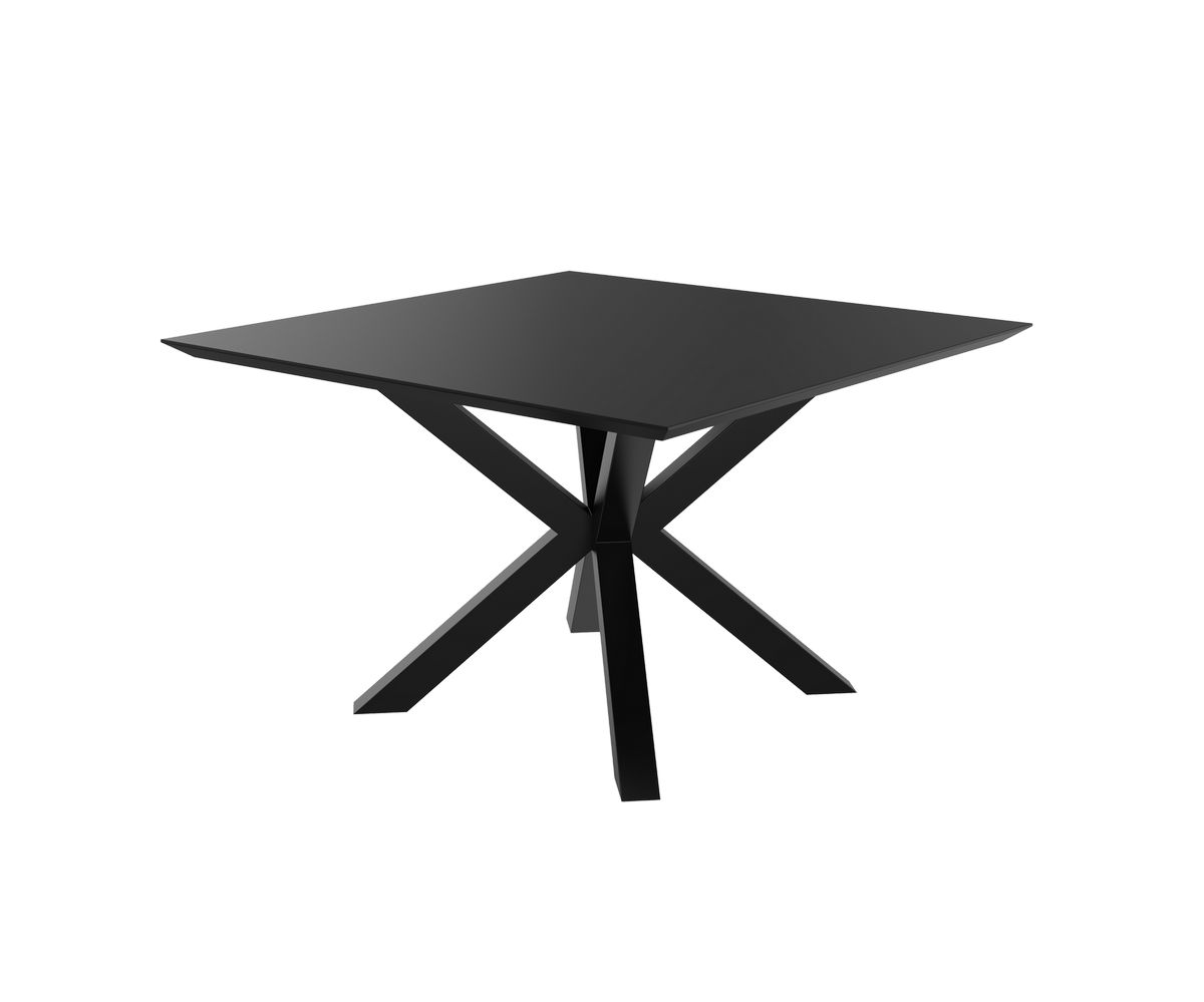 Loungewell Table de repas carré Stockholm en céramique - Noir / Taupe - L1200 x P1200 x H750 mm