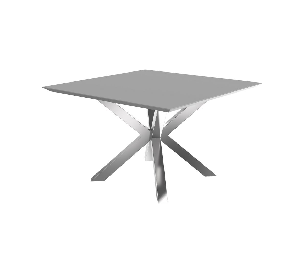 Loungewell Table de repas carré Stockholm en céramique - Gris clair / Noir - L1200 x P1200 x H750 mm