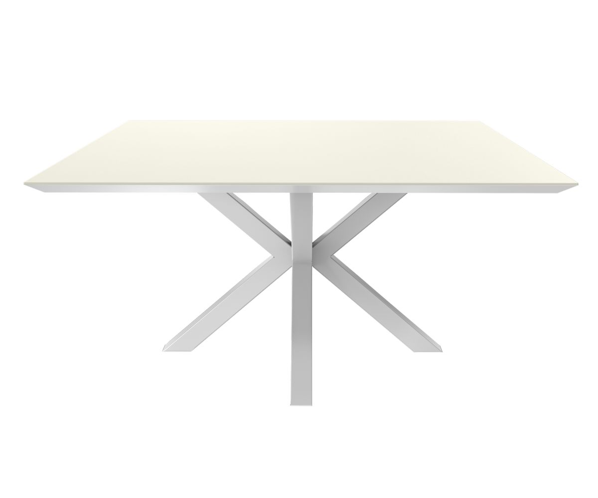 Loungewell Table de repas carré Stockholm en céramique - Blanc / Beige - L1500 x P1500 x H750 mm