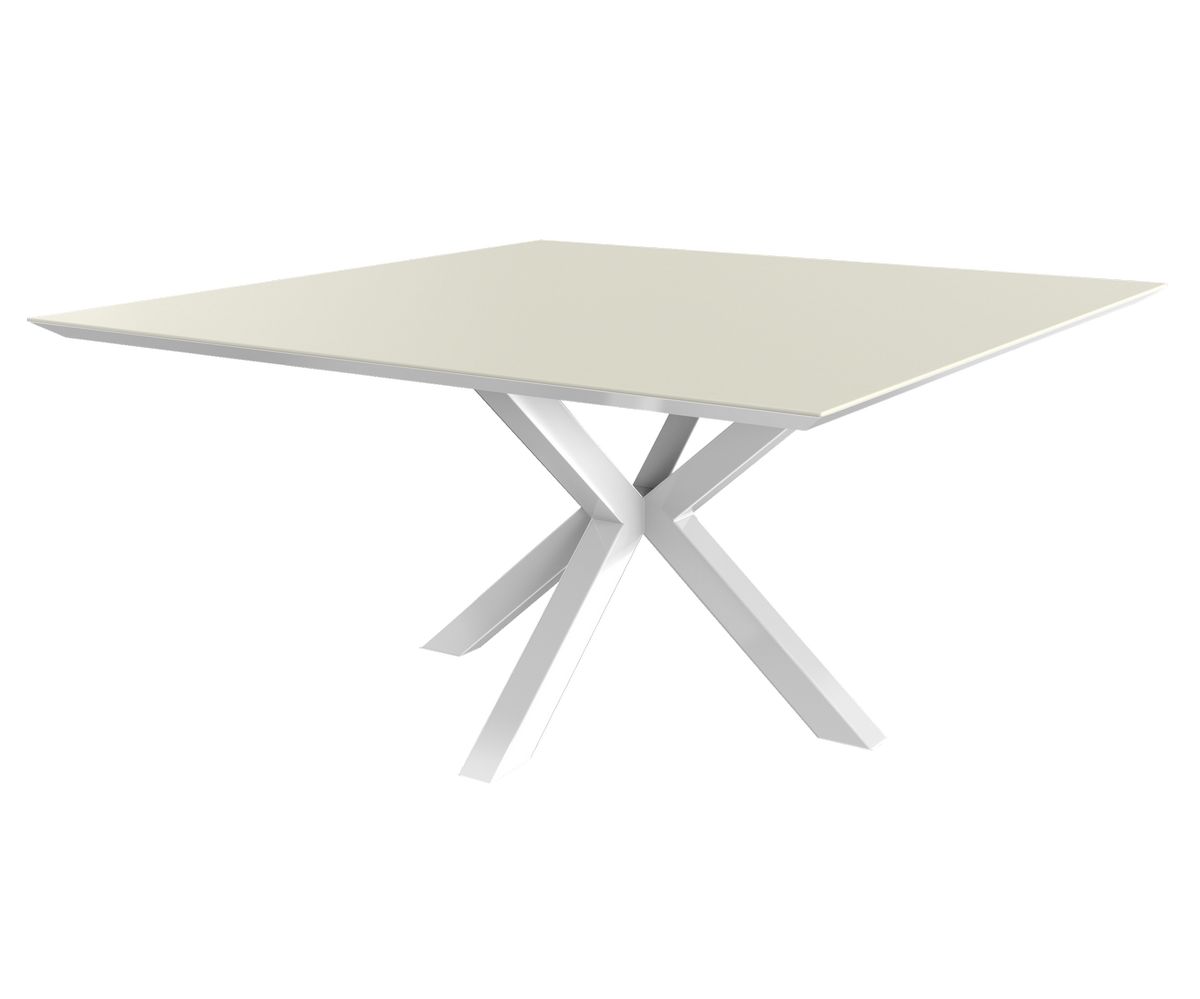 Loungewell Table de repas carré Stockholm en céramique - Blanc / Beige - L1500 x P1500 x H750 mm