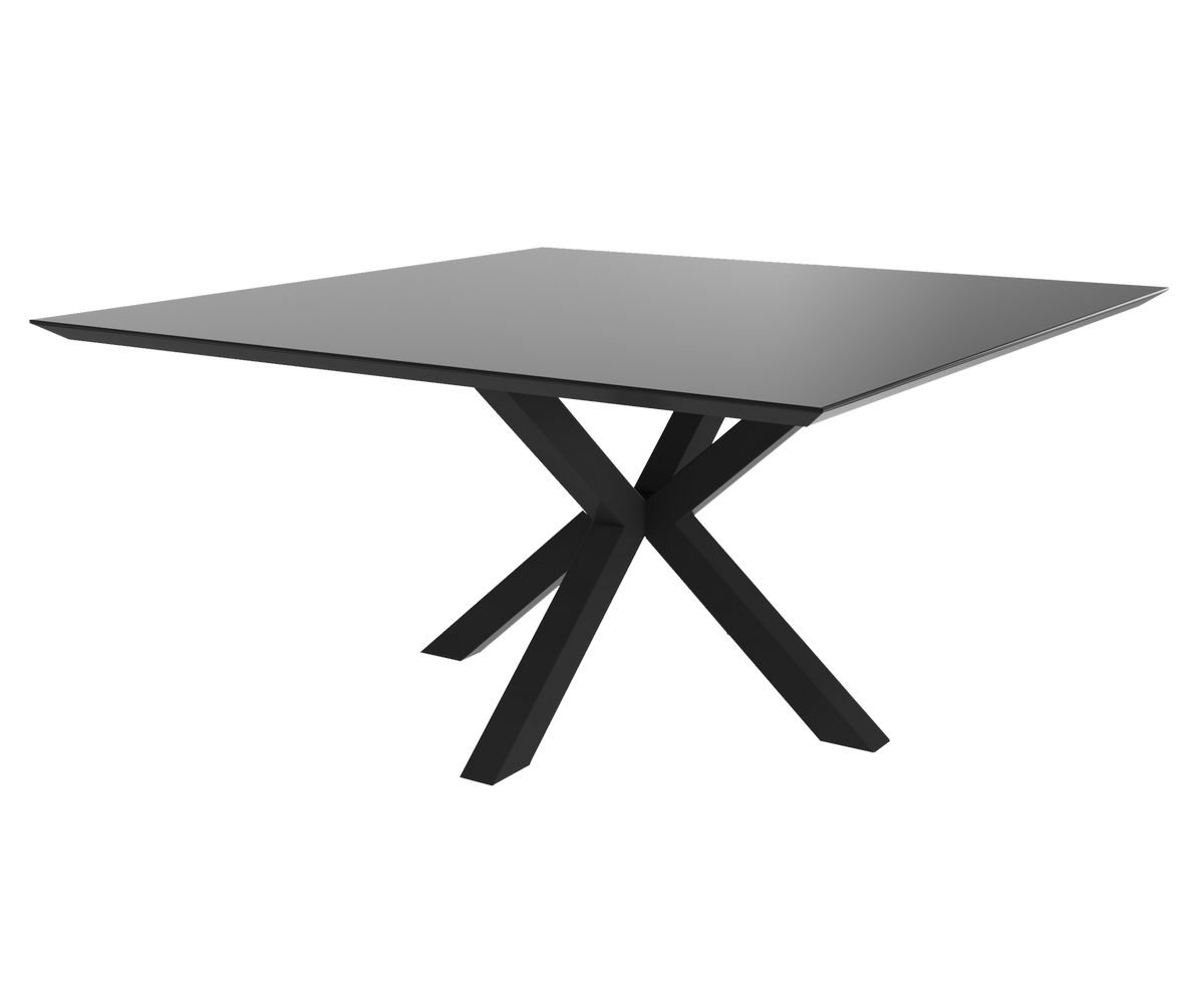 Loungewell Table de repas carré Stockholm en céramique - Noir / Taupe - L1500 x P1500 x H750 mm