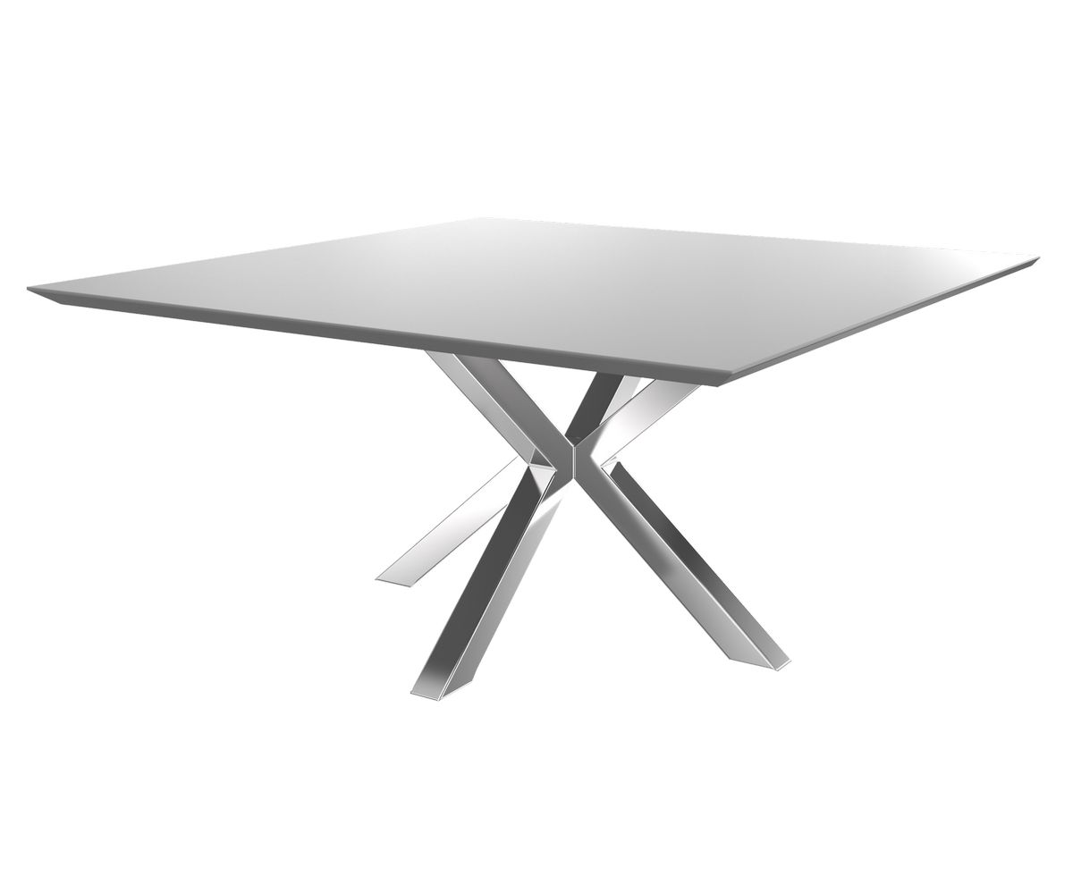 Loungewell Table de repas carré Stockholm en céramique - Gris clair / Noir - L1500 x P1500 x H750 mm