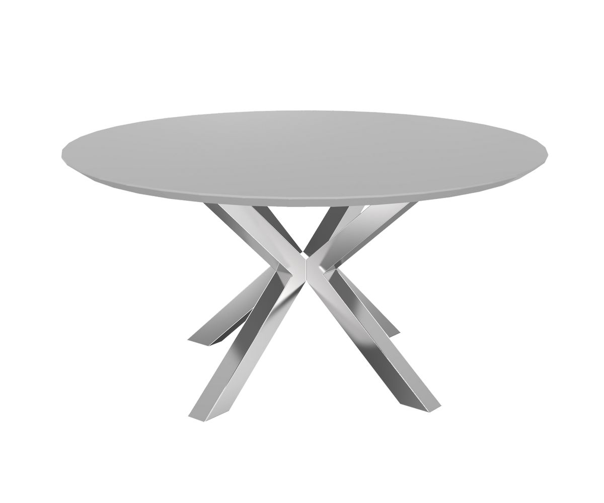 Loungewell Table de repas ronde Stockholm en céramique - Gris clair / Noir - Diamètre 1500 x H750 mm