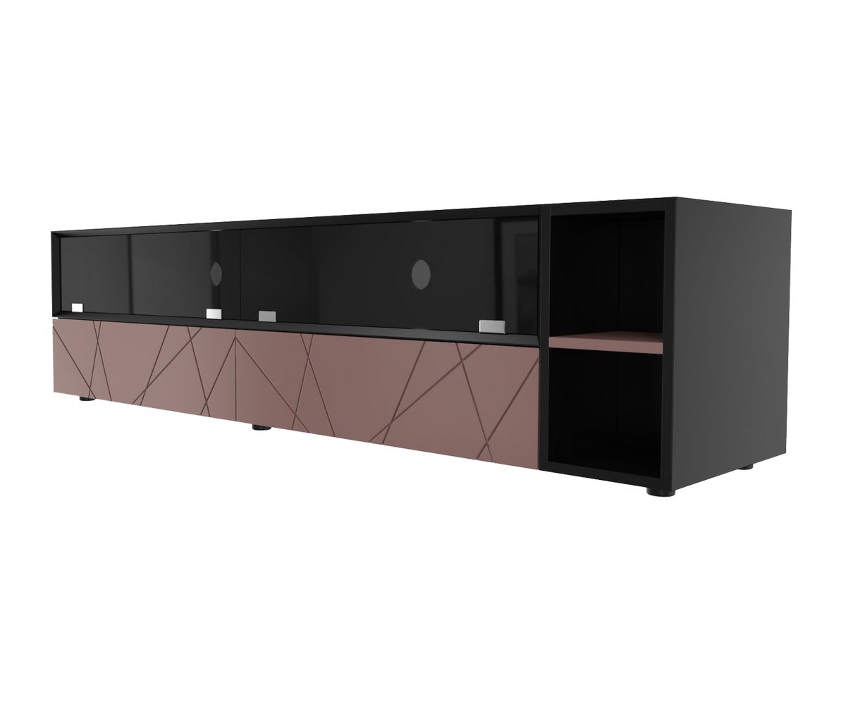 Loungewell Meuble TV Stockholm - Noir / Taupe - L2000 x P500 x H520 mm