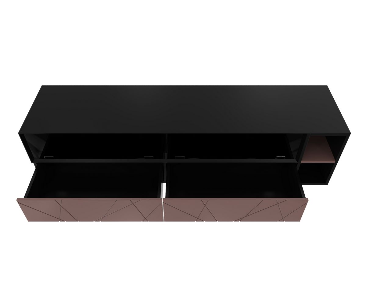 Loungewell Meuble TV Stockholm - Noir / Taupe - L2000 x P500 x H520 mm