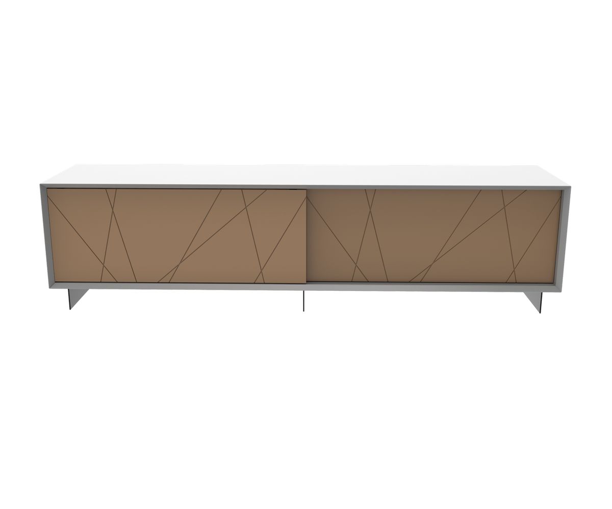 Loungewell Meuble TV Stockholm Lines - Blanc / Beige - L2000 x P450 x H520 mm