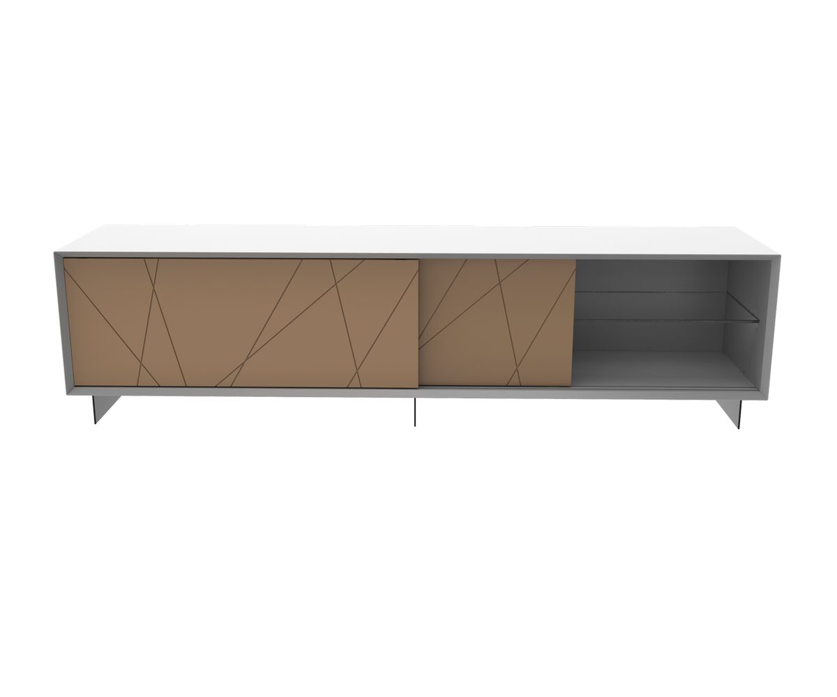 Loungewell Meuble TV Stockholm Lines - Blanc / Beige - L2000 x P450 x H520 mm