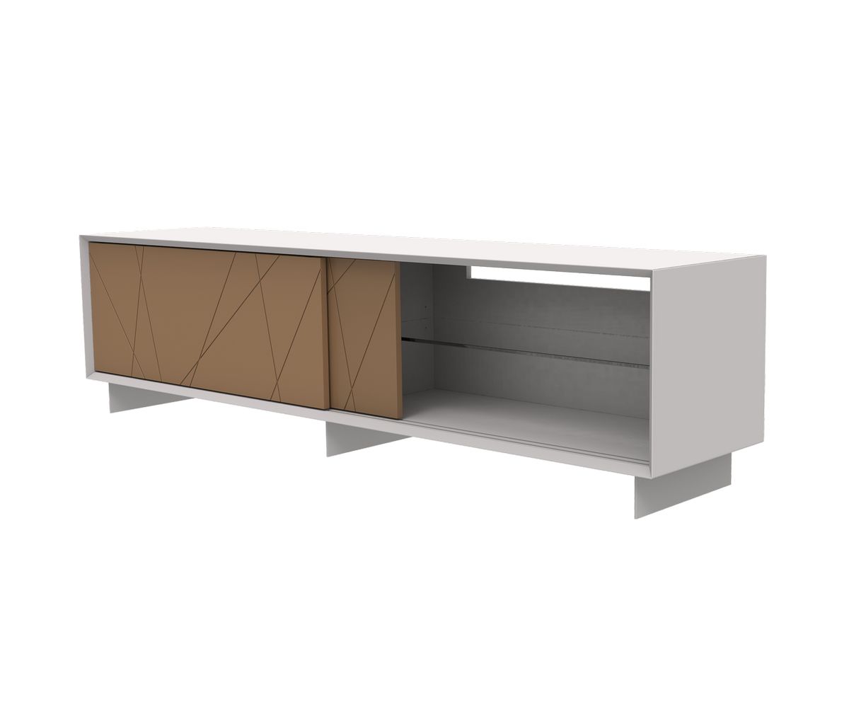 Loungewell Meuble TV Stockholm Lines - Blanc / Beige - L2000 x P450 x H520 mm