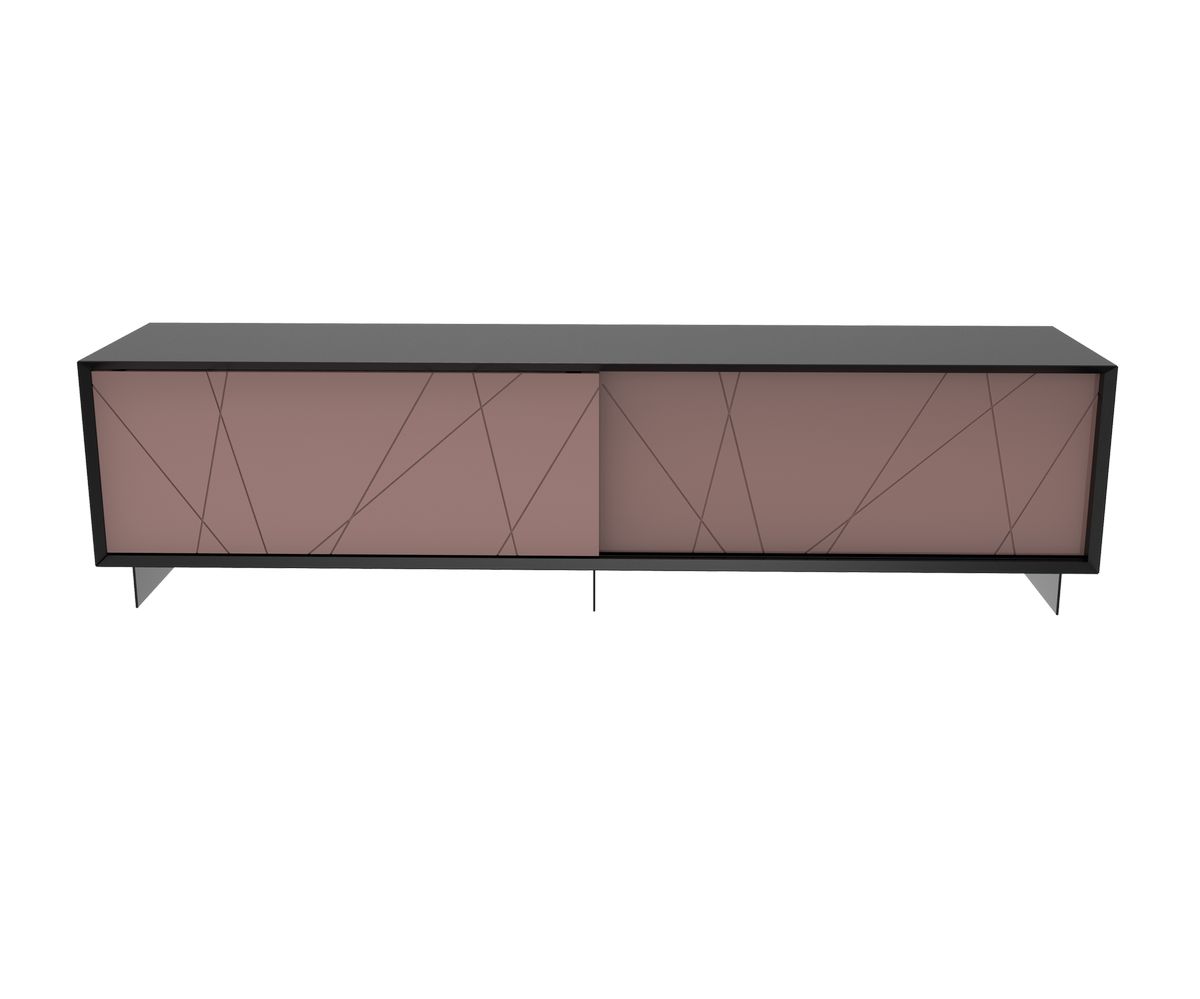 Loungewell Meuble TV Stockholm Lines - Noir / Taupe - L2000 x P450 x H520 mm