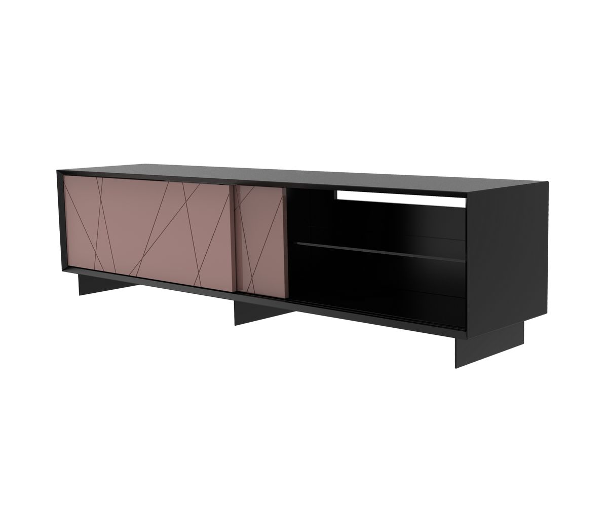 Loungewell Meuble TV Stockholm Lines - Noir / Taupe - L2000 x P450 x H520 mm