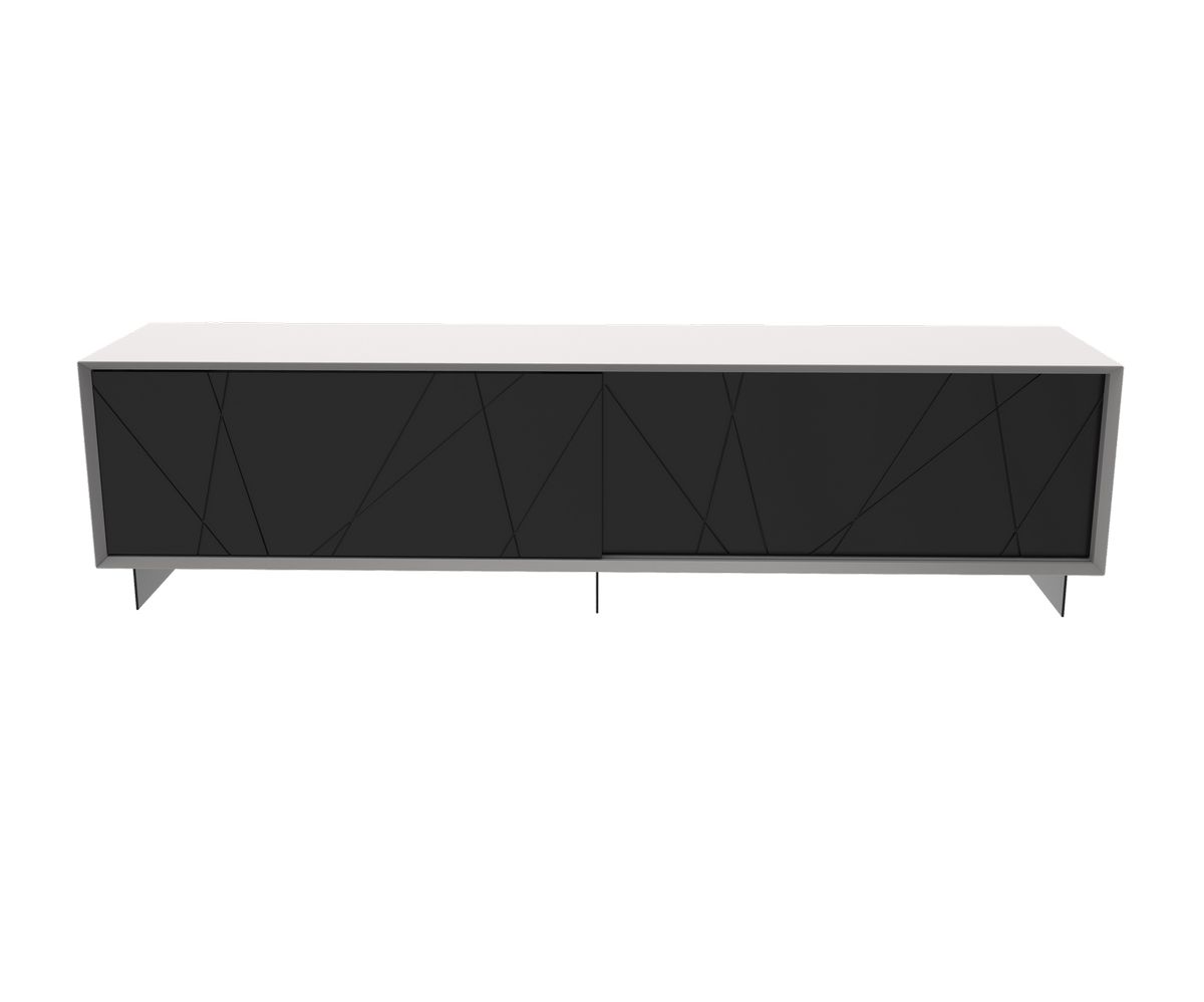 Loungewell Meuble TV Stockholm Lines - Gris clair / Noir - L2000 x P450 x H520 mm