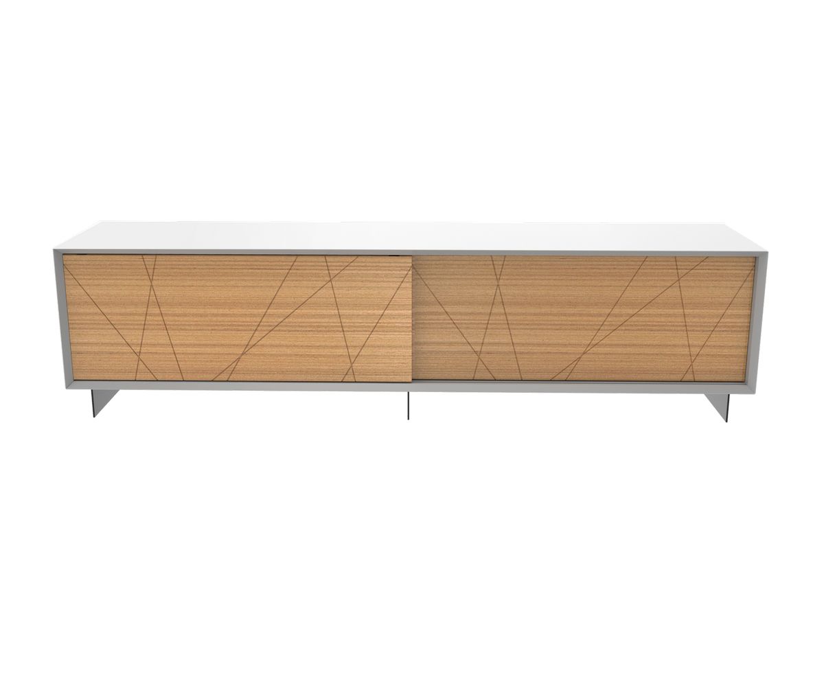 Loungewell Meuble TV Stockholm Lines - Blanc / Chêne - L2000 x P450 x H520 mm