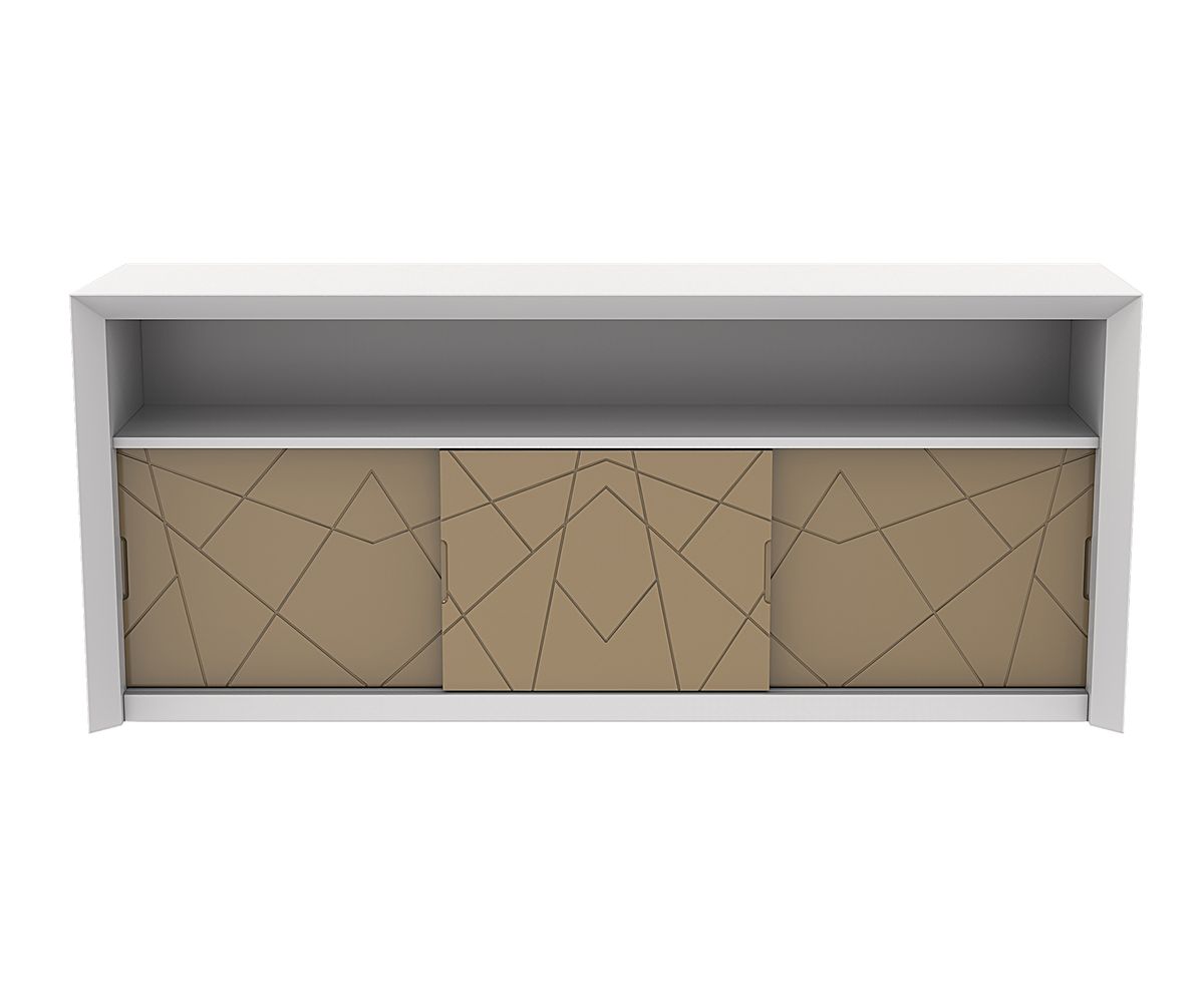 Loungewell Console bar Stockholm à 3 portes - Blanc / Beige - L1800 x P500 x H814 mm