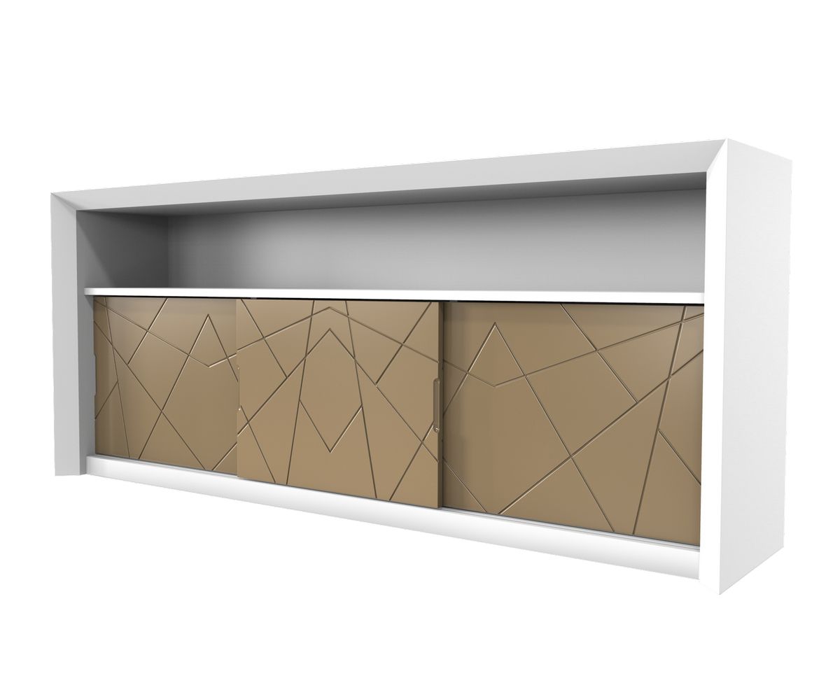 Loungewell Console bar Stockholm à 3 portes - Blanc / Beige - L1800 x P500 x H814 mm