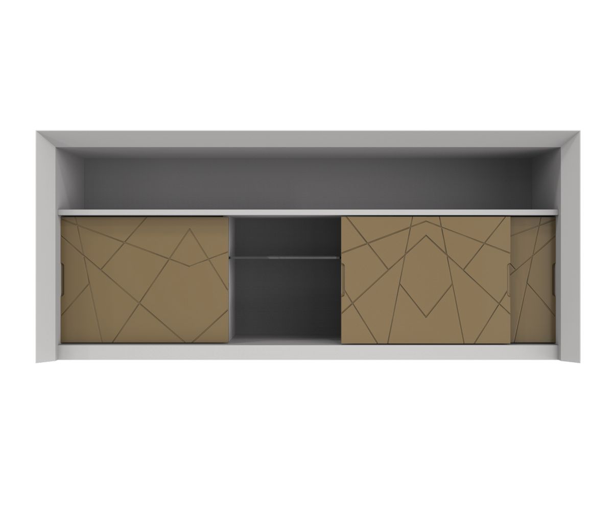 Loungewell Console bar Stockholm à 3 portes - Blanc / Beige - L1800 x P500 x H814 mm