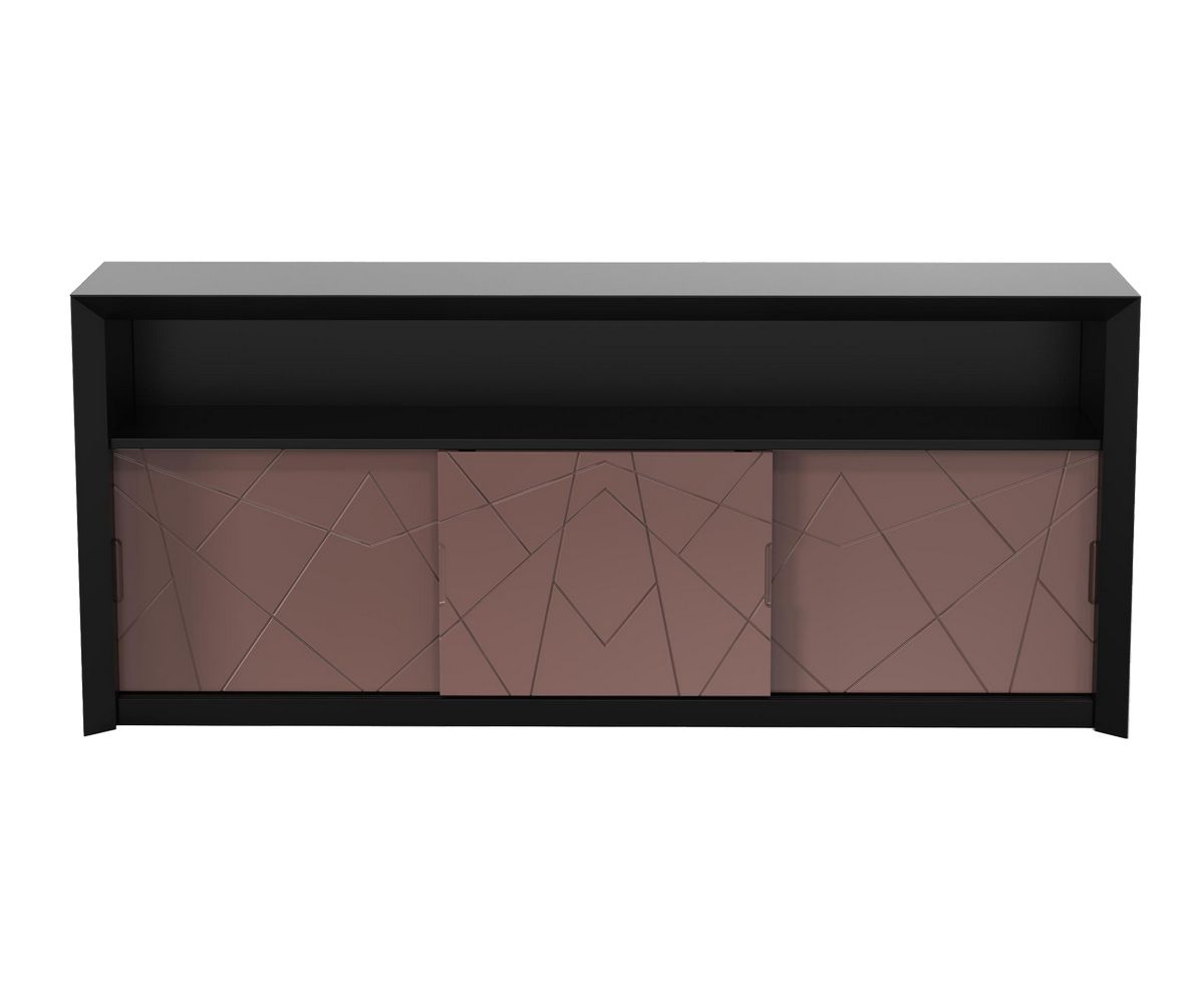 Loungewell Console bar Stockholm à 3 portes - Noir / Taupe - L1800 x P500 x H814 mm