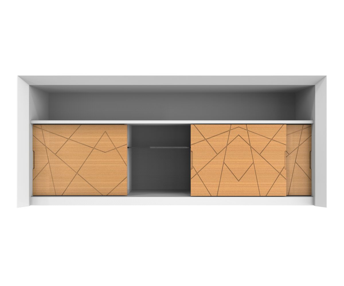 Loungewell Console bar Stockholm à 3 portes - Blanc / Chêne - L1800 x P400 x H814 mm