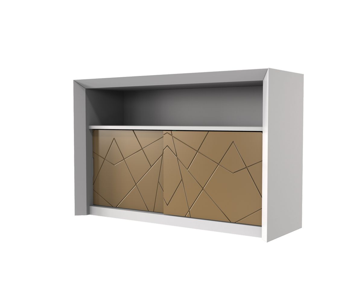 Loungewell Console bar Stockholm à 2 portes - Blanc / Beige - L1250 x P500 x H814 mm