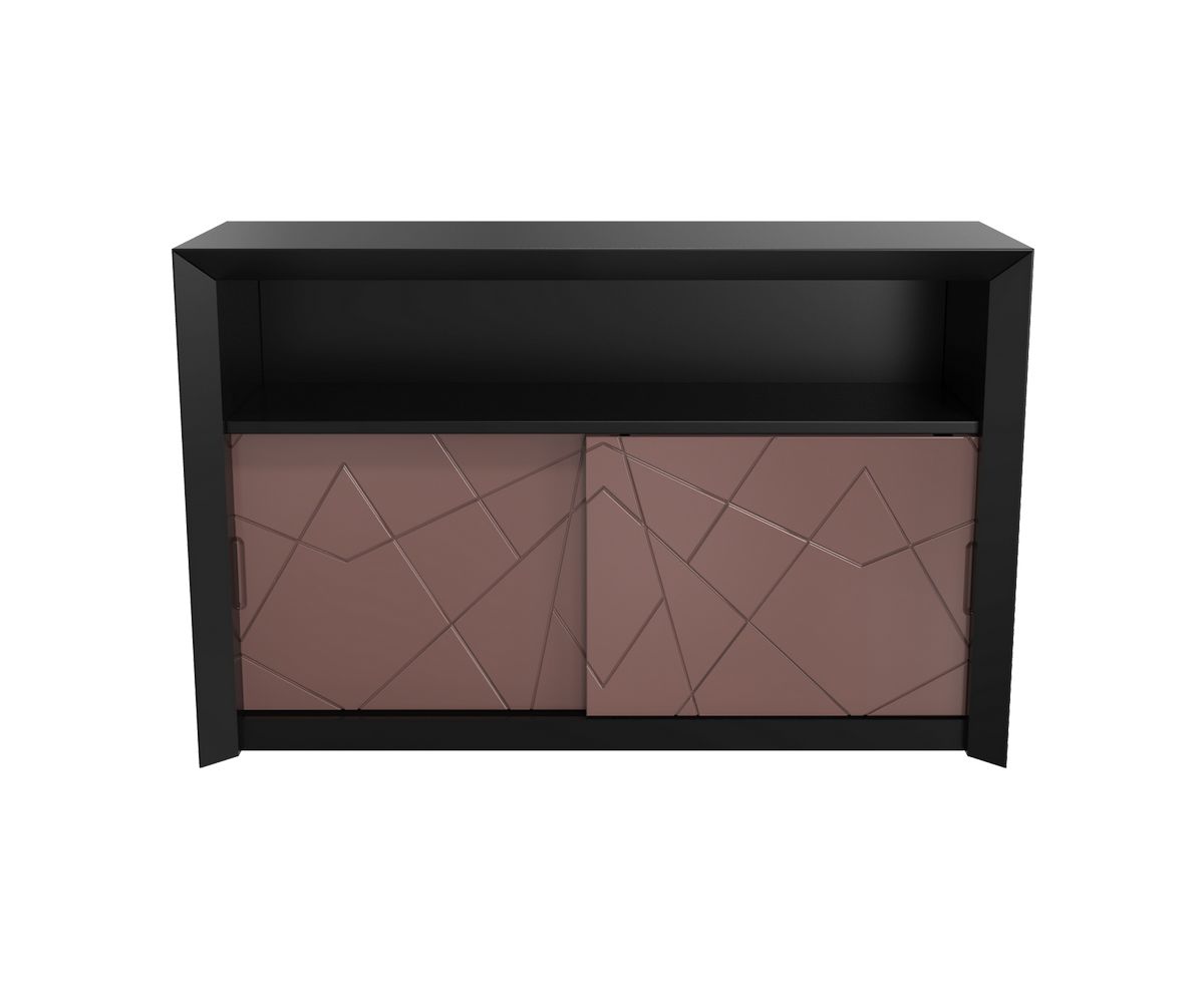 Loungewell Console bar Stockholm à 2 portes - Noir / Taupe - L1250 x P500 x H814 mm