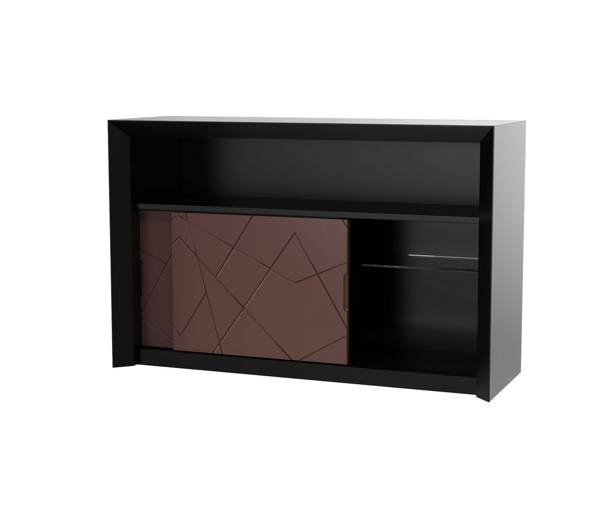 Loungewell Console bar Stockholm à 2 portes - Noir / Taupe - L1250 x P500 x H814 mm