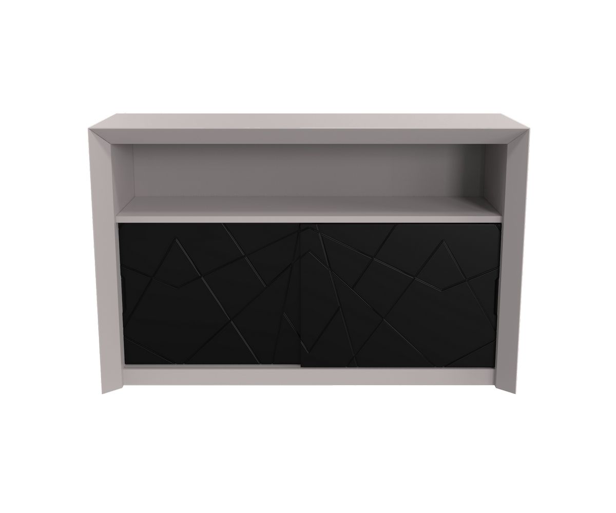 Loungewell Console bar Stockholm à 2 portes - Gris clair / Noir - L1250 x P500 x H814 mm