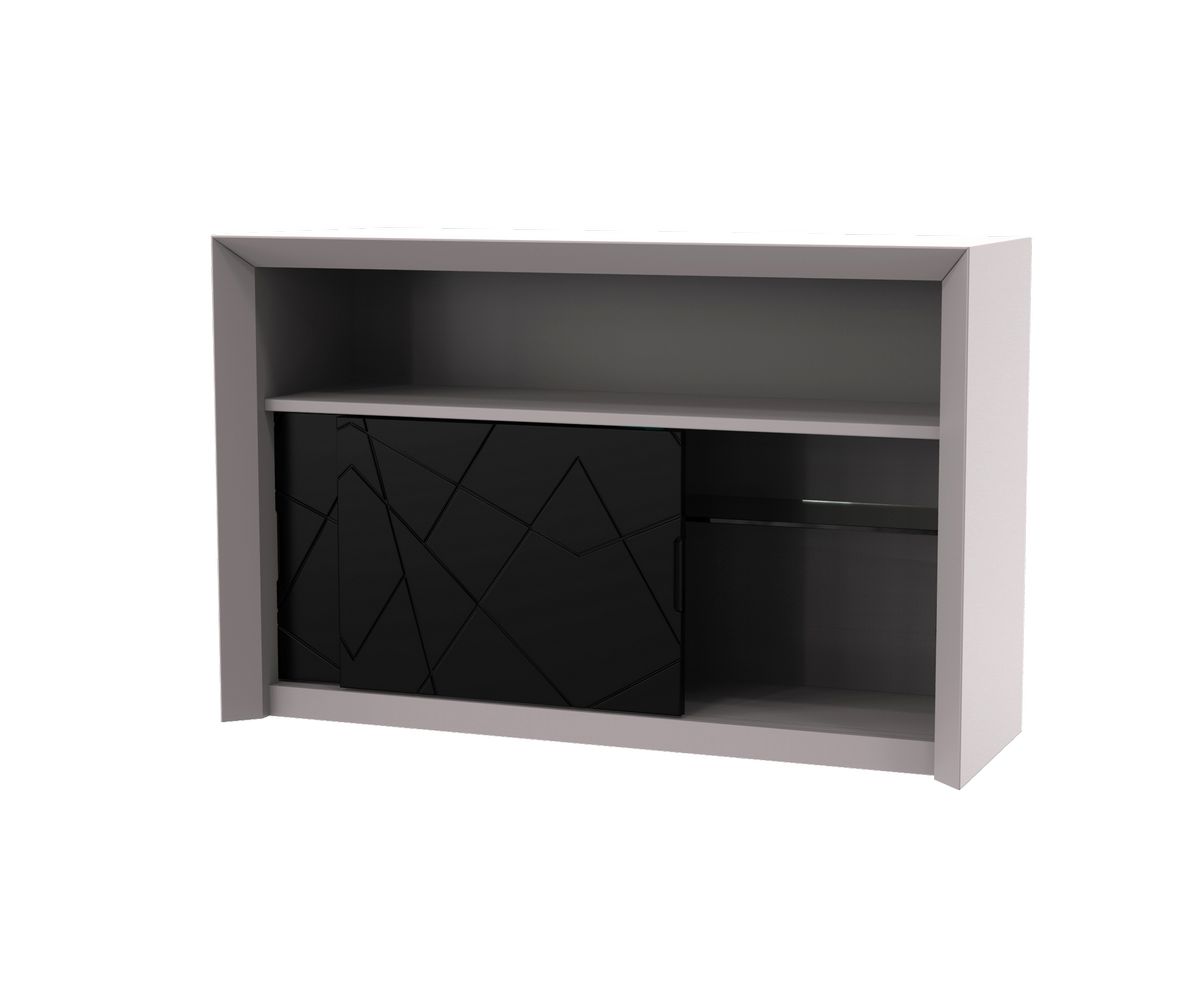 Loungewell Console bar Stockholm à 2 portes - Gris clair / Noir - L1250 x P500 x H814 mm