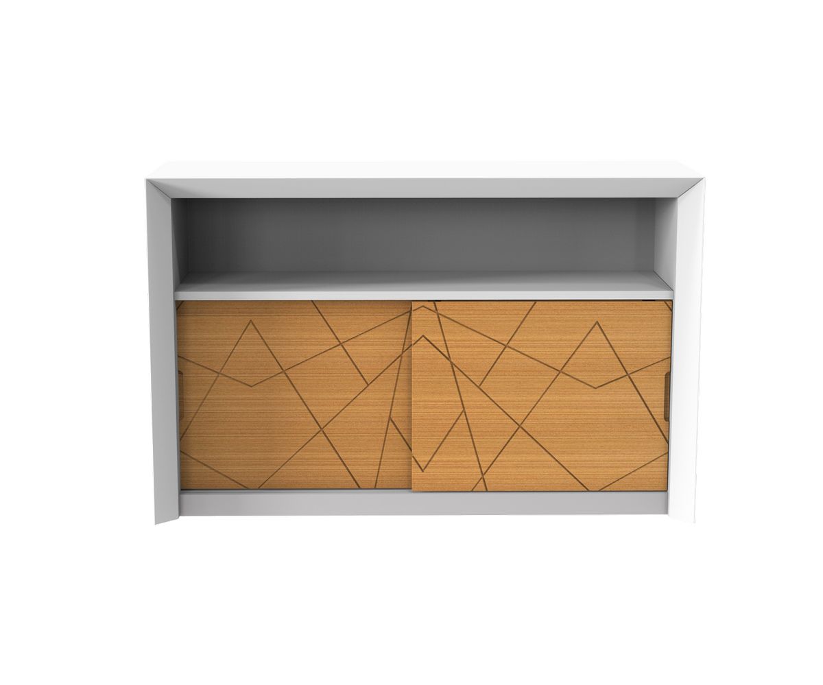 Loungewell Console bar Stockholm à 2 portes - Blanc / Chêne - L1250 x P400 x H814 mm