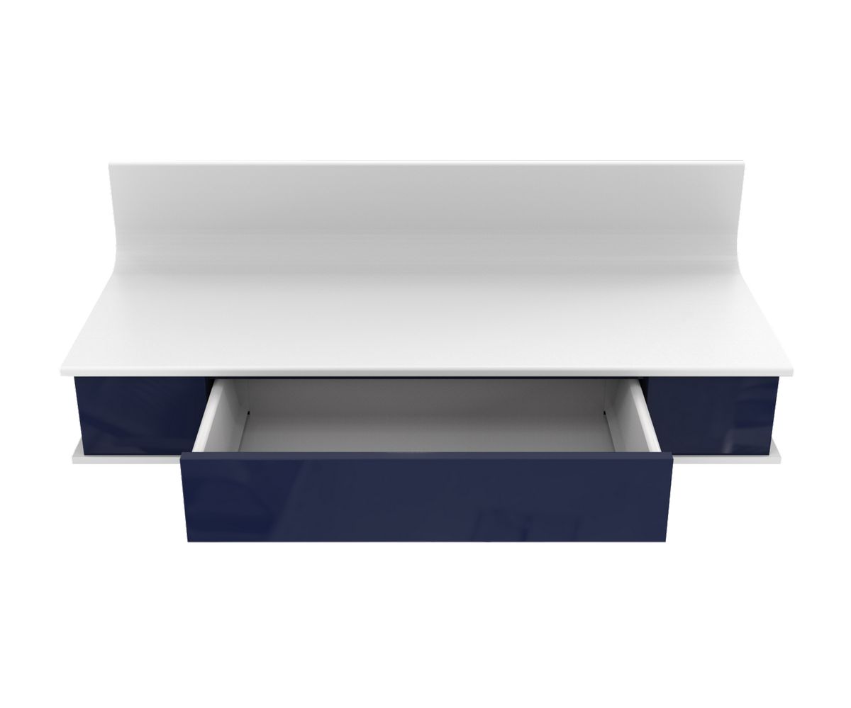 Loungewell Console Manhattan - Blanc / Bleu - L900 x P360 x H434 mm