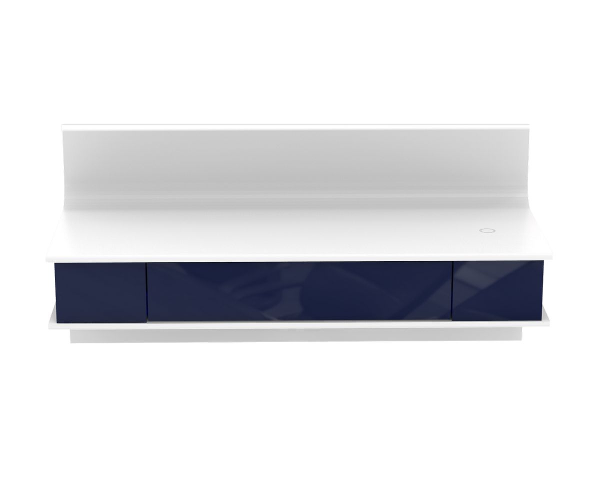 Loungewell Console Manhattan avec option chargeur - Blanc / Bleu - L900 x P360 x H434 mm